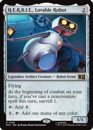 FOIL H.E.R.B.I.E., Lovable Robot (Surge Foil) (MSC-106) - Commander: Marvel Super Heroes - Magic The Gathering