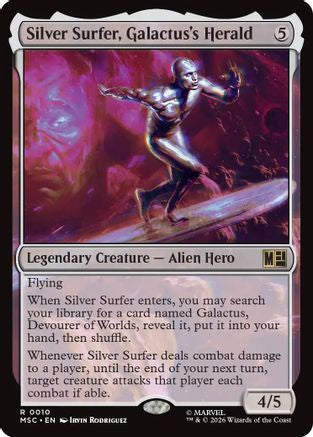 FOIL Silver Surfer, Galactus's Herald (Surge Foil) (MSC-010) - Commander: Marvel Super Heroes - Magic The Gathering