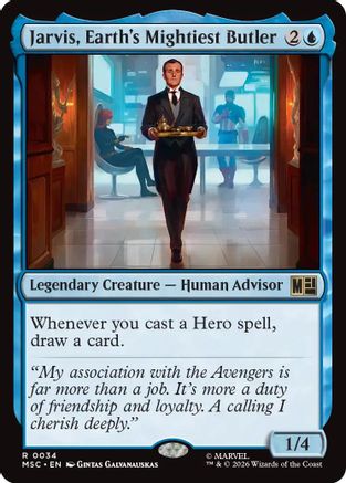 FOIL Jarvis, Earth's Mightiest Butler (Surge Foil) (MSC-034) - Commander: Marvel Super Heroes - Magic The Gathering
