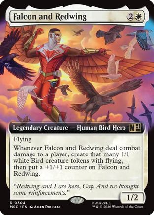 Falcon and Redwing (Extended Art) (MSC-304) - Commander: Marvel Super Heroes - Magic The Gathering