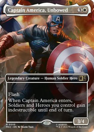 Captain America, Unbowed (Borderless) (MSC-505) - Commander: Marvel Super Heroes - Magic The Gathering