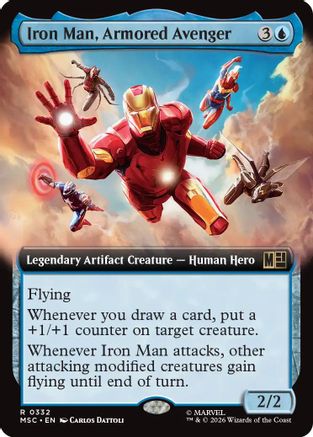 Iron Man, Armored Avenger (Extended Art) (MSC-332) - Commander: Marvel Super Heroes - Magic The Gathering