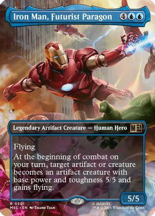 Iron Man, Futurist Paragon (Borderless) (MSC-501) - Commander: Marvel Super Heroes - Magic The Gathering