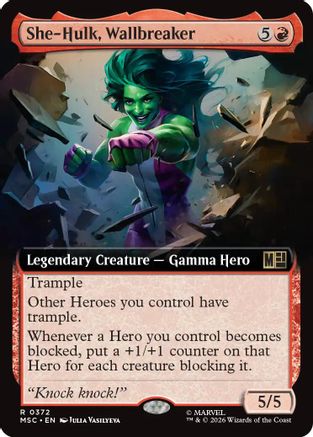 FOIL She-Hulk, Wallbreaker (Extended Art) (MSC-372) - Commander: Marvel Super Heroes - Magic The Gathering