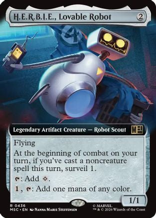 FOIL H.E.R.B.I.E., Lovable Robot (Extended Art) (MSC-436) - Commander: Marvel Super Heroes - Magic The Gathering