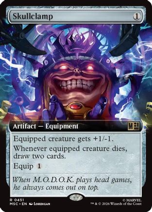 FOIL Skullclamp (Extended Art) (MSC-451) - Commander: Marvel Super Heroes - Magic The Gathering