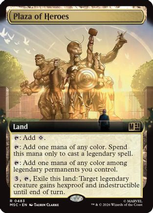 FOIL Plaza of Heroes (Extended Art) (MSC-483) - Commander: Marvel Super Heroes - Magic The Gathering