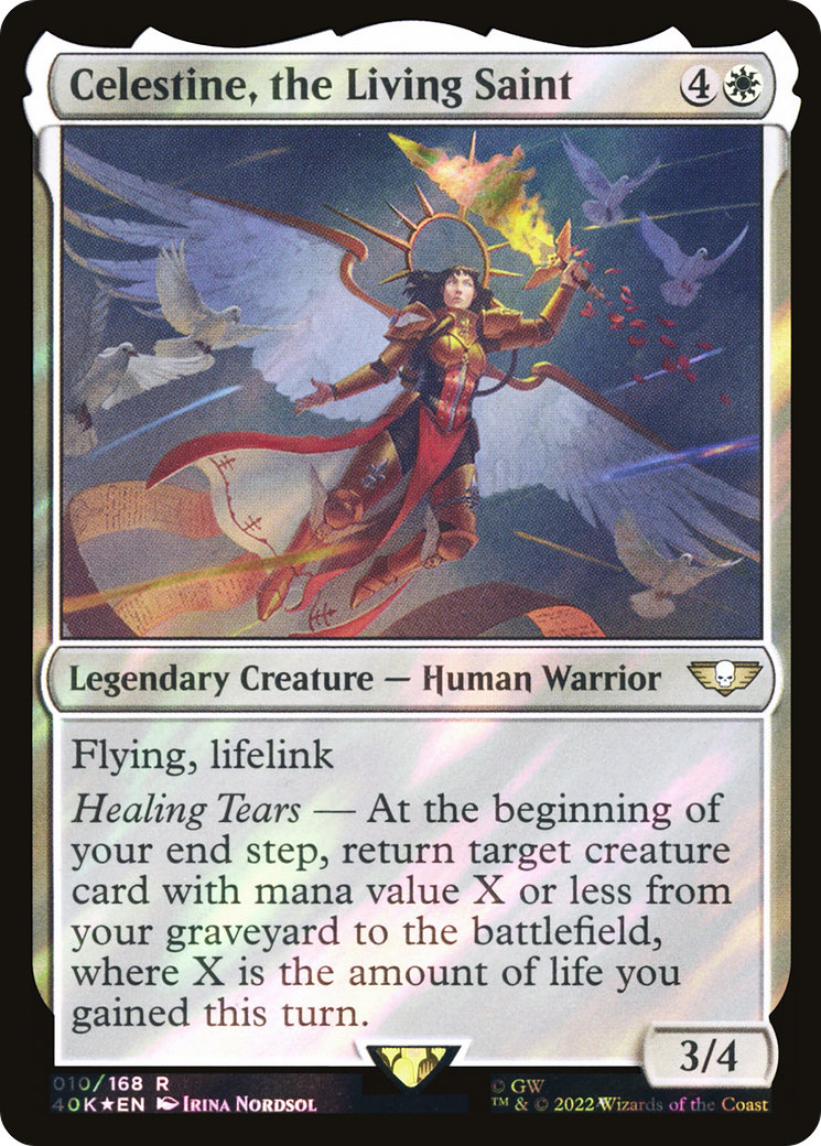 FOIL Celestine, the Living Saint (Surge Foil) (40K-010) - Warhammer 40,000 Commander - Magic The Gathering