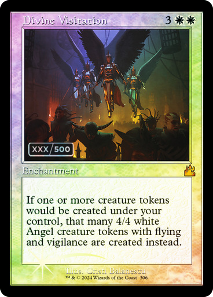 FOIL Divine Visitation (Retro Frame) (Serial Numbered) (RVR-306) - Ravnica Remastered - Magic The Gathering