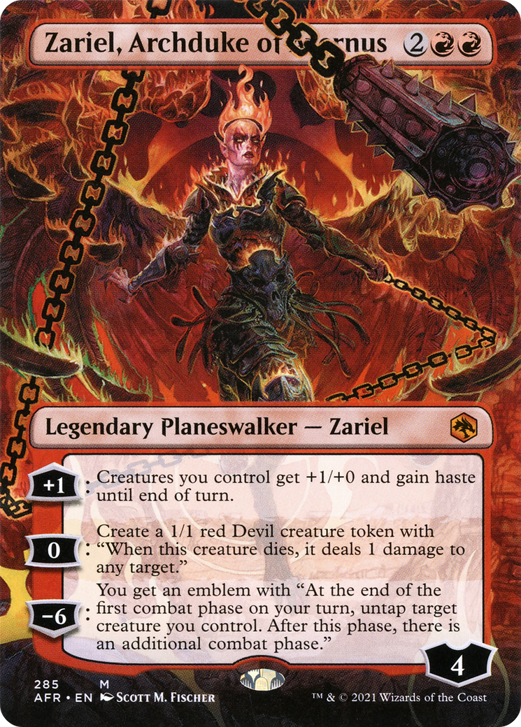FOIL Zariel, Archduke of Avernus (Borderless) (AFR-285) - Adventures in the Forgotten Realms - Magic The Gathering