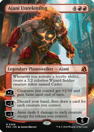 Ajani Unrelenting (Borderless) (FRA-308) - Reality Fracture - Magic The Gathering