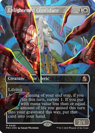FOIL Enlightened Confidant (Borderless) (Facet Foil) (FRA-449) - Reality Fracture - Magic The Gathering