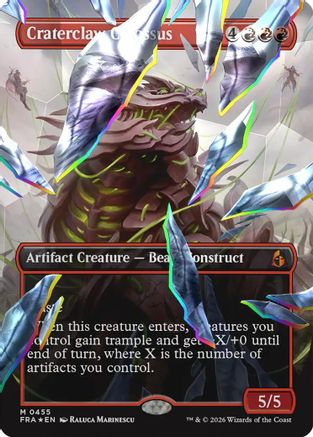 FOIL Craterclaw Colossus (Borderless) (Facet Foil) (FRA-455) - Reality Fracture - Magic The Gathering