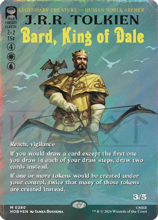 FOIL Bard, King of Dale (Borderless) (Surge Foil) (HOB-280) - The Hobbit - Magic The Gathering