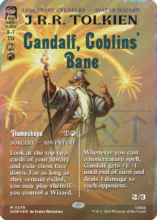 FOIL Gandalf, Goblins' Bane (Borderless) (Surge Foil) (HOB-278) - The Hobbit - Magic The Gathering