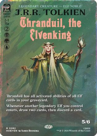 FOIL Thranduil, the Elvenking (Borderless) (Surge Foil) (HOB-282) - The Hobbit - Magic The Gathering