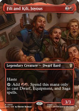 FOIL Fili and Kili, Joyous (Borderless) (HOC-001) - The Hobbit: Eternal-Legal - Magic The Gathering