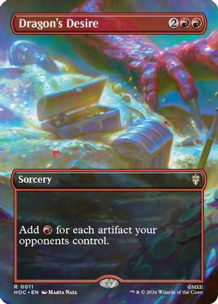 FOIL Dragon's Desire (Borderless) (HOC-011) - The Hobbit: Eternal-Legal - Magic The Gathering