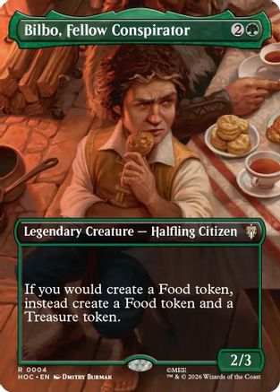 FOIL Bilbo, Fellow Conspirator (Borderless) (HOC-004) - The Hobbit: Eternal-Legal - Magic The Gathering