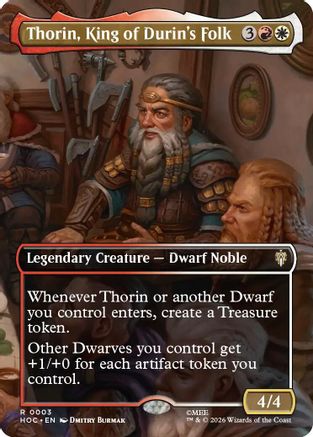 FOIL Thorin, King of Durin's Folk (Borderless) (HOC-003) - The Hobbit: Eternal-Legal - Magic The Gathering