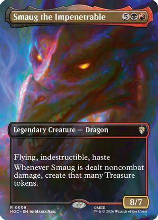 FOIL Smaug the Impenetrable (Borderless) (HOC-009) - The Hobbit: Eternal-Legal - Magic The Gathering