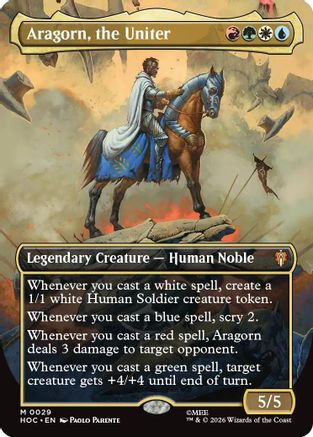 FOIL Aragorn, the Uniter (Borderless) (HOC-029) - The Hobbit: Eternal-Legal - Magic The Gathering