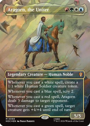 FOIL Aragorn, the Uniter (Borderless) (Surge Foil) (HOC-069) - The Hobbit: Eternal-Legal - Magic The Gathering