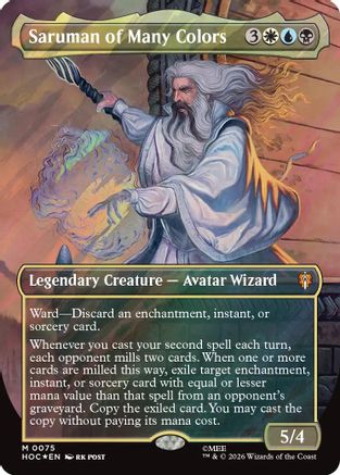 FOIL Saruman of Many Colors (Borderless) (Surge Foil) (HOC-075) - The Hobbit: Eternal-Legal - Magic The Gathering
