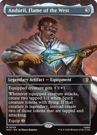 FOIL Anduril, Flame of the West (Borderless) (HOC-039) - The Hobbit: Eternal-Legal - Magic The Gathering