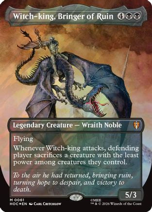 FOIL Witch-king, Bringer of Ruin (Borderless) (Surge Foil) (HOC-061) - The Hobbit: Eternal-Legal - Magic The Gathering