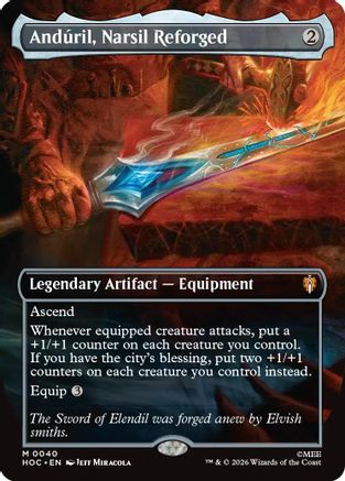 Anduril, Narsil Reforged (Borderless) (HOC-040) - The Hobbit: Eternal-Legal - Magic The Gathering
