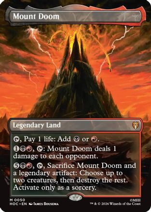FOIL Mount Doom (Borderless) (HOC-050) - The Hobbit: Eternal-Legal - Magic The Gathering