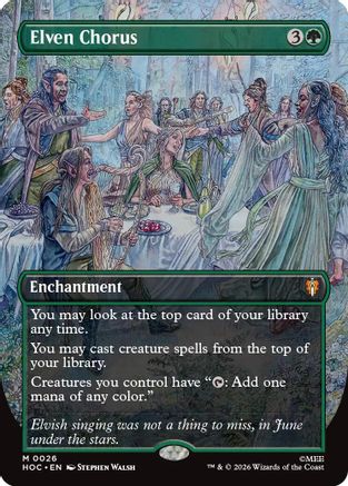 FOIL Elven Chorus (Borderless) (HOC-026) - The Hobbit: Eternal-Legal - Magic The Gathering