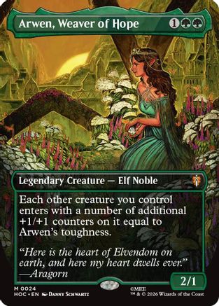FOIL Arwen, Weaver of Hope (Borderless) (HOC-024) - The Hobbit: Eternal-Legal - Magic The Gathering