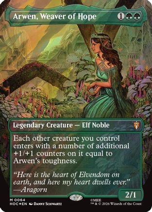 FOIL Arwen, Weaver of Hope (Borderless) (Surge Foil) (HOC-064) - The Hobbit: Eternal-Legal - Magic The Gathering
