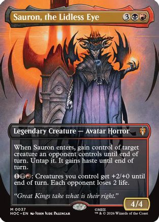 FOIL Sauron, the Lidless Eye (Borderless) (HOC-037) - The Hobbit: Eternal-Legal - Magic The Gathering