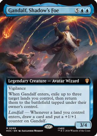 Gandalf, Shadow's Foe (Extended Art) (HOC-099) - The Hobbit: Eternal-Legal - Magic The Gathering