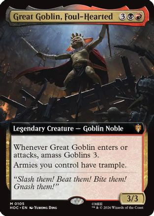 FOIL Great Goblin, Foul-Hearted (Extended Art) (HOC-105) - The Hobbit: Eternal-Legal - Magic The Gathering