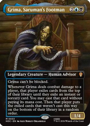FOIL Grima, Saruman's Footman (Borderless) (HOC-033) - The Hobbit: Eternal-Legal - Magic The Gathering