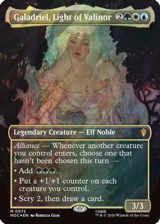 FOIL Galadriel, Light of Valinor (Borderless) (Surge Foil) (HOC-072) - The Hobbit: Eternal-Legal - Magic The Gathering