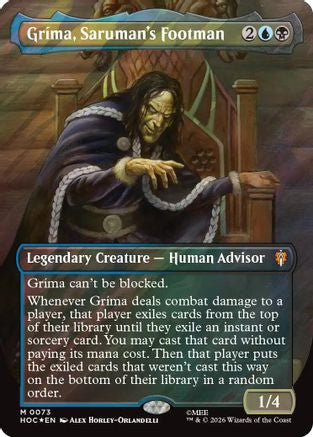 FOIL Grima, Saruman's Footman (Borderless) (Surge Foil) (HOC-073) - The Hobbit: Eternal-Legal - Magic The Gathering