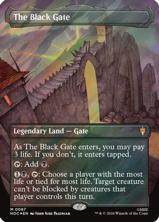 FOIL The Black Gate (Borderless) (Surge Foil) (HOC-087) - The Hobbit: Eternal-Legal - Magic The Gathering