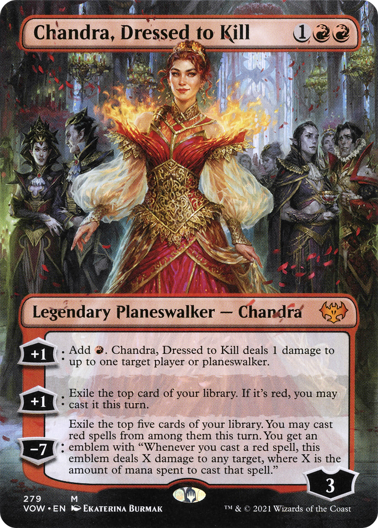 FOIL Chandra, Dressed to Kill (Borderless) (VOW-279) - Innistrad: Crimson Vow - Magic The Gathering