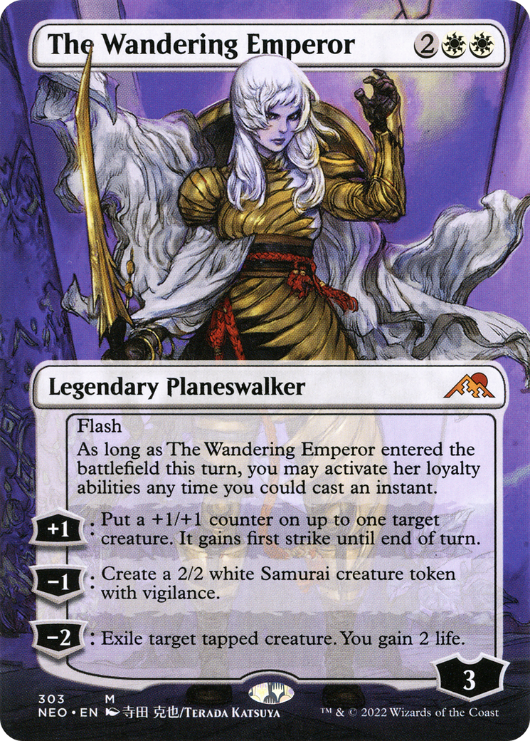 FOIL The Wandering Emperor (Borderless) (NEO-303) - Kamigawa: Neon Dynasty - Magic The Gathering