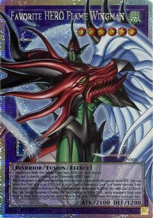 STARLIGHT RARE Favorite HERO Flame Wingman (Starlight Rare) (Extended Art) (MAMO-EN005) - Magnificent Monsters 1st Edition