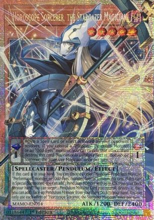 STARLIGHT RARE Horoscope Sorcerer, the Stargazer Magician (Starlight Rare) (Extended Art) (MAMO-EN014) - Magnificent Monsters 1st Edition