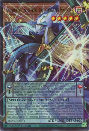 ULTRA RARE Horoscope Sorcerer, the Stargazer Magician (Extended Art) (MAMO-EN014) - Magnificent Monsters 1st Edition