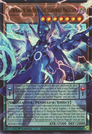 ULTRA RARE Astrograph Sorcerer, the Starfrost Magician (Extended Art) (MAMO-EN015) - Magnificent Monsters 1st Edition