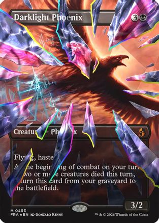 FOIL Darklight Phoenix (Borderless) (Facet Foil) (0453) (FRA-453) - Reality Fracture - Magic The Gathering