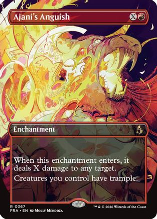 FOIL Ajani's Anguish (Borderless) (FRA-367) - Reality Fracture - Magic The Gathering